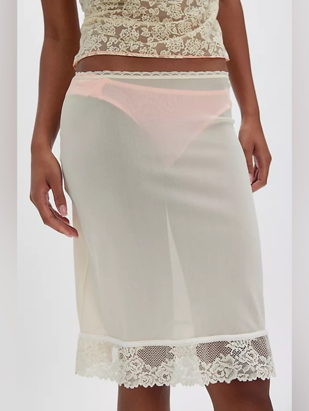 Free People Blush Lace-Trim Half Slip